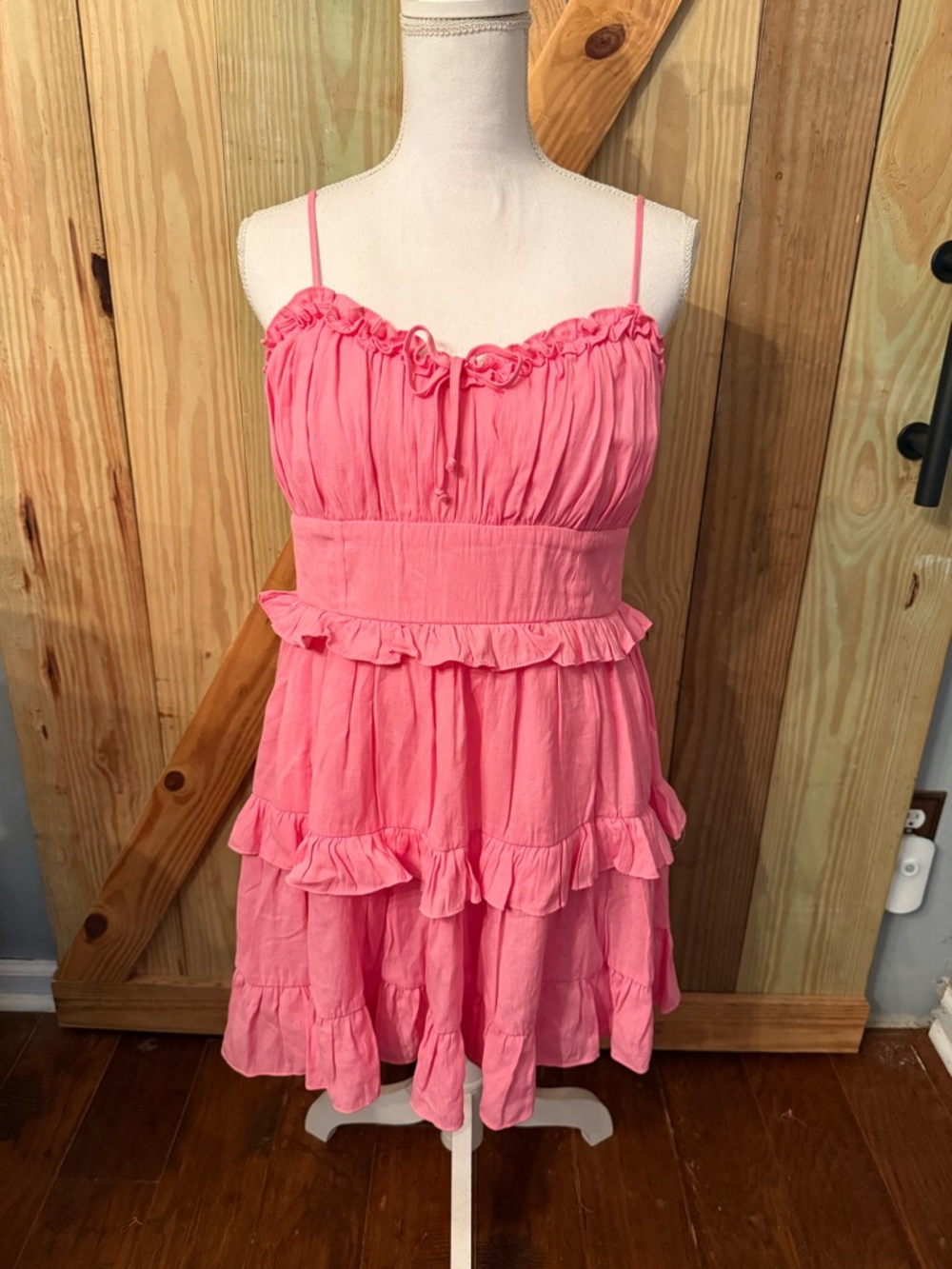 mi ami Francesca’s Bright Pink Ruffled Dress